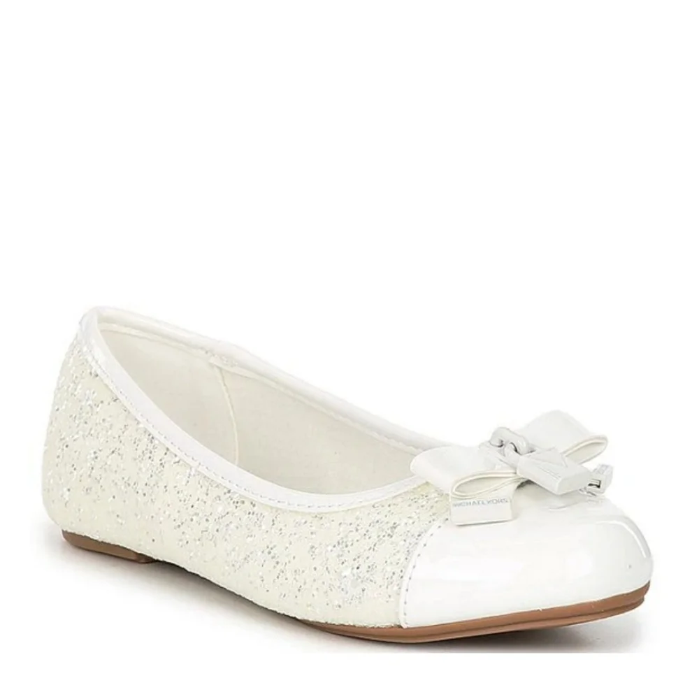 Micheal Micheal Kors Girls Kenya Glitter Bow Ballet Flats Size 2